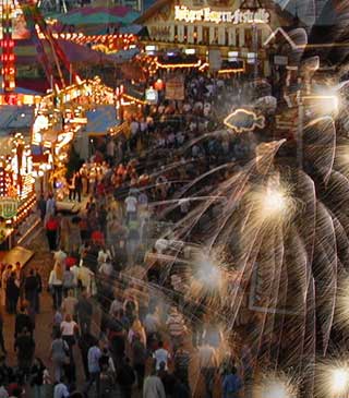 Rheinwiesen-Kirmes Düsseldorf und Feuerwerk – Kebben