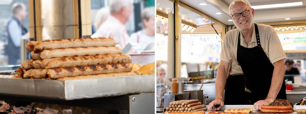 Kebben Rostbratwurst vom Schwein – die original Kimeswurst – auf Holzkohle gegrillt von Willi Kebben III.